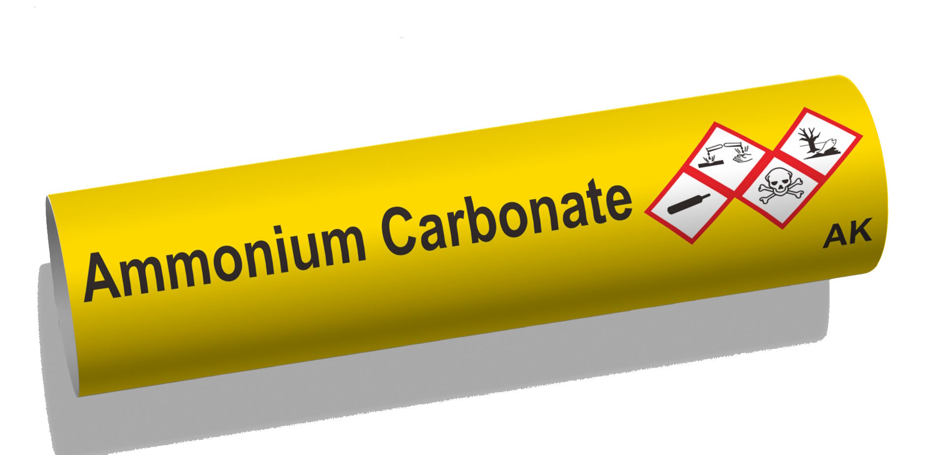 Pipe marker with GHS pictograms and mixture description